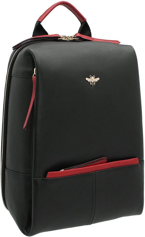Mala Leather Mason Collection Leather Backpack 7193_27 Black/Red