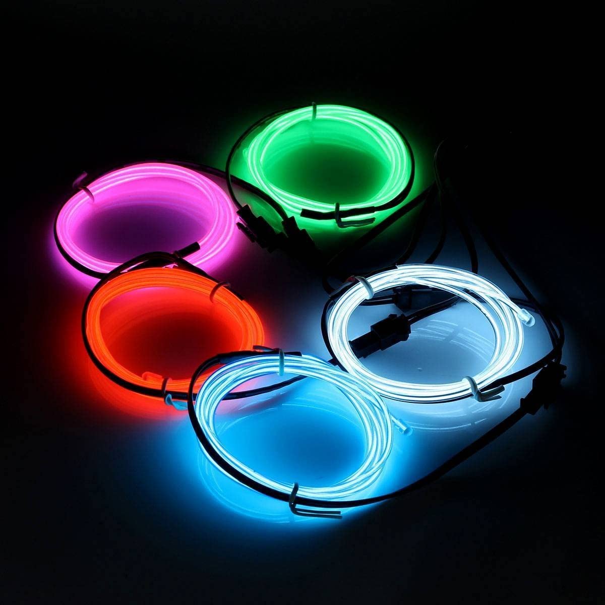 El Wires,AUDEW 5x1M Neon Lights Glowing Strobing Dance Party Costume Decor Light Flexible EL Rope Neon Sign Waterproof LED Strip with Controller Indoor/Outdoor Decorations - Image 2