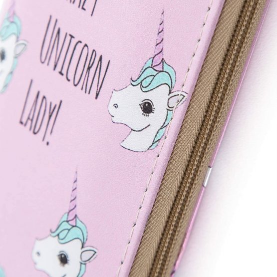 DonDon Women’s Purse Wallet Unicorn Pattern Saying Crazy Unicorn Lady - Image 3