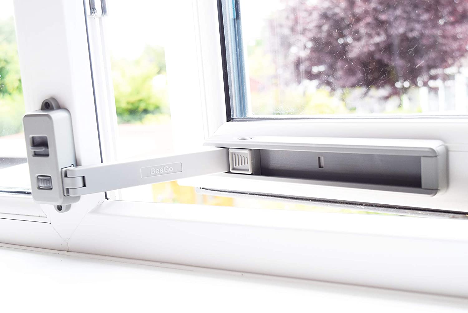 BeeGo® Window Restrictor for UPVC Windows - Child Proofing & Cat Window Guard, Grey