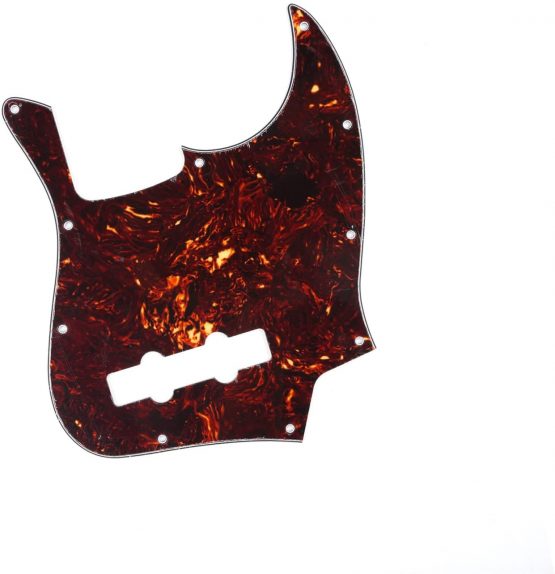 Musiclily 10 Hole J Bass Pickguard for Fender American/Mexican Made Standard Jazz Bass, 4Ply Tortoise Shell