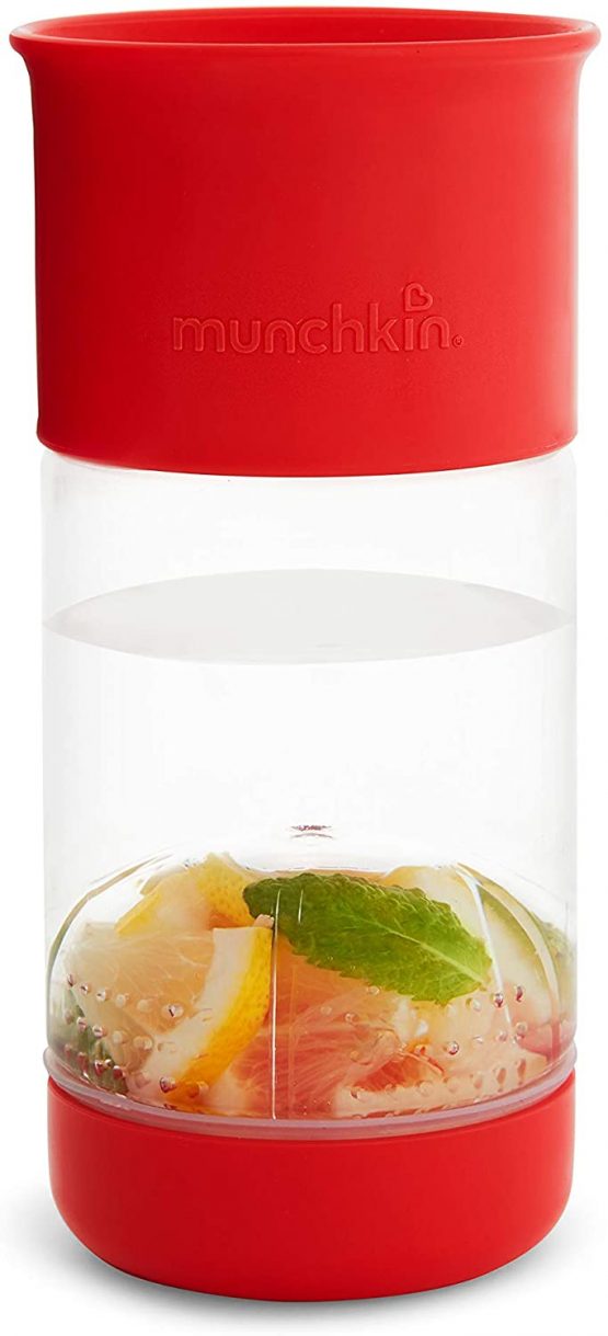 Munchkin Miracle 360 Fruit Infuser Sippy Cup, 14 oz/414 ml, Red