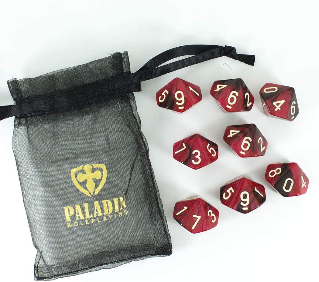 Paladin Roleplaying Red and Brown Dice - 8 D10 set - 'Blood God', 16mm - Image 4