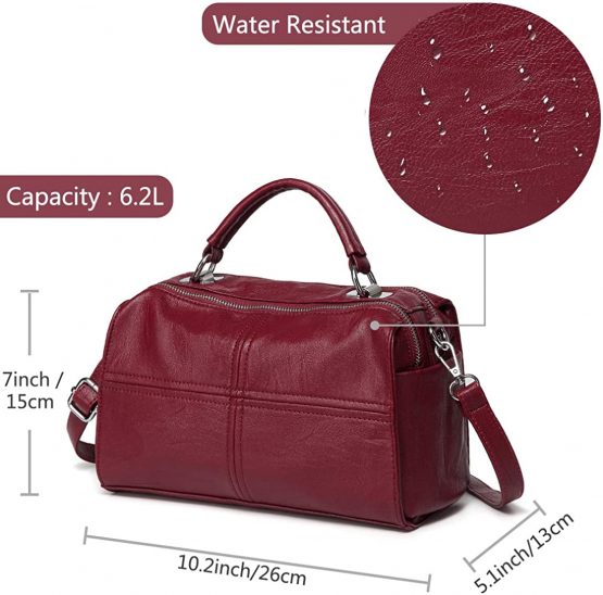 Cross Body Bag for Women,VASCHY Fashion Vegan Leather Handbag with Top Handle Satchel Purse for Ladies Adjustable Small Shoulder Bag (Burgundy) - Image 2
