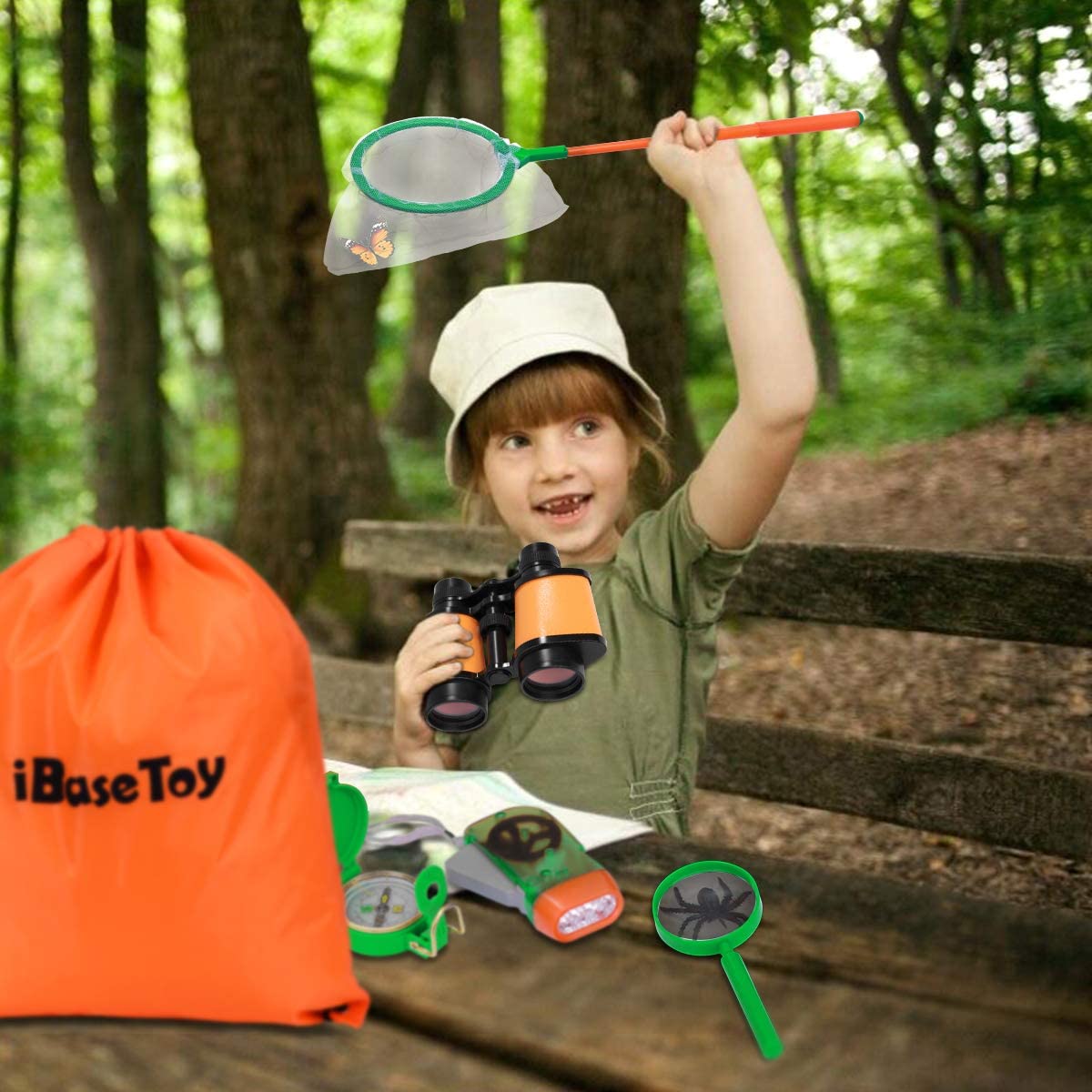iBaseToy Outdoor Explorer Kit, Kids Adventure Kit with Binoculars