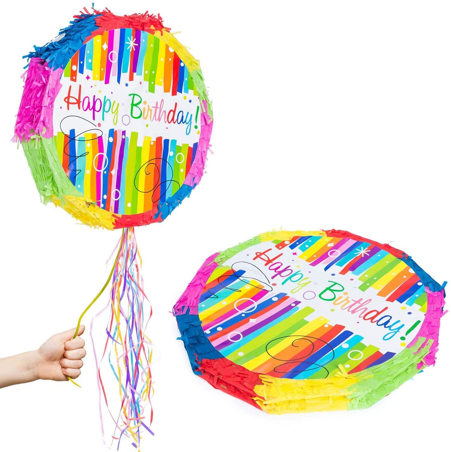 Pinata Party Decoration to Fill with Sweets for Kids Birthday Wedding Party (Happy Birthday), Multicoloured