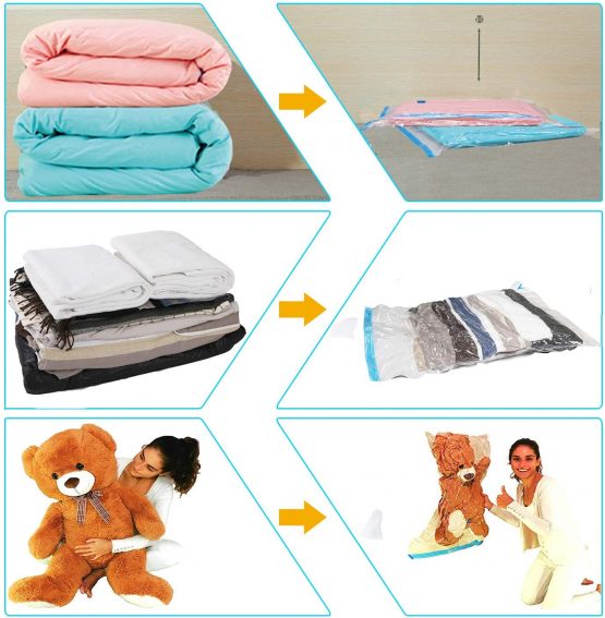 GQC Premium Vacuum Storage Bags. 80% More Storage!Vacuum bags clothes Hand-Pump for Travel! Double-Zip Seal and Triple Seal Turbo-Valve for Max Space Saving(2PCS100x70cm; 2PCS 80x60cm;4PCS70x50cm) - Image 4