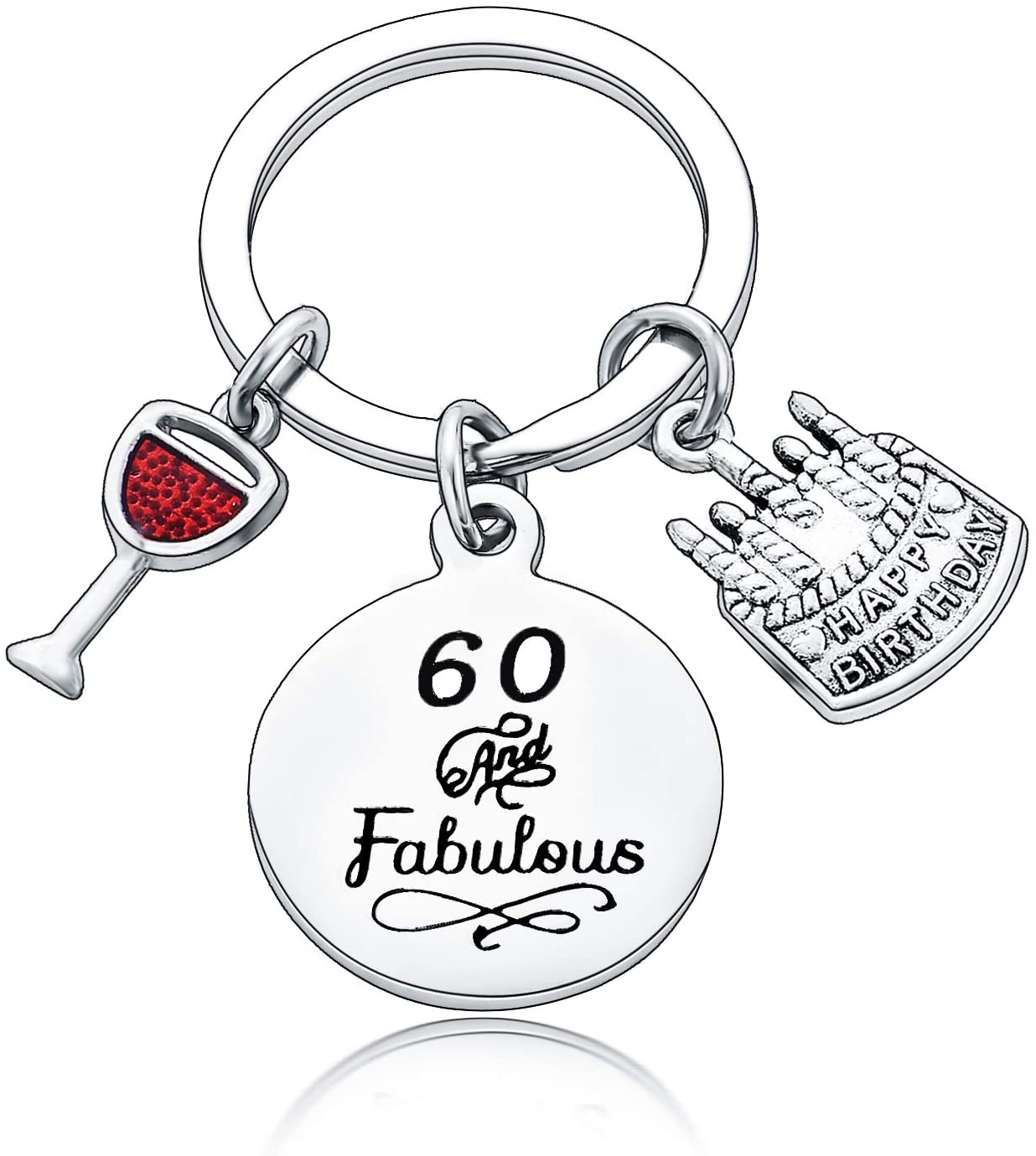 Happy Birthday Gifts Women Keychains Teen Girls Keyrings Jewellery Presents For Mum Grandmother (60th birthday)