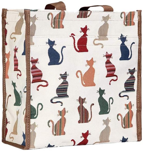 Signare Tapestry Shoulder Bag Shopping Bag for Women with Cat Design