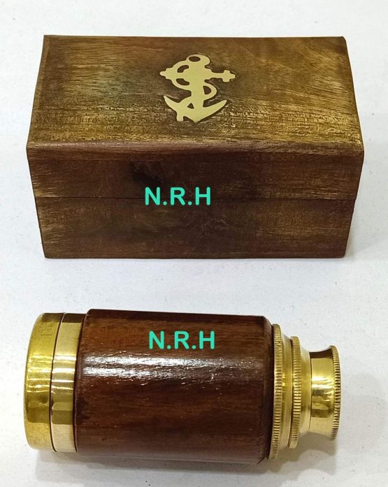 Handcrafted Nautical Decor Scout's Brass/Wood Spyglass Telescope With Rosewood Box,6'', - Image 4