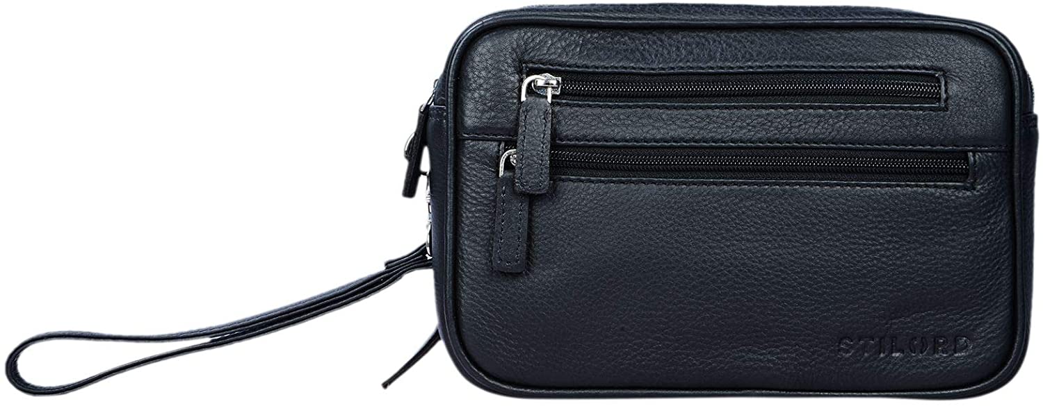 STILORD "Nero" Wrist Bag for Men Leather Hand Pouch with Strap Vintage Handbag for Tablet 8.4 inches for Travel Festival in Genuine Leather Colour:Black - Image 2