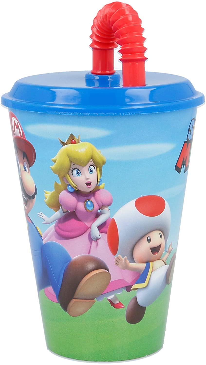Stor Super Mario 430ml, Kids Cup with Lid and Straw-Multicolored Cup for Children, Nintendo Switch Game Fans- Reusable - Image 3