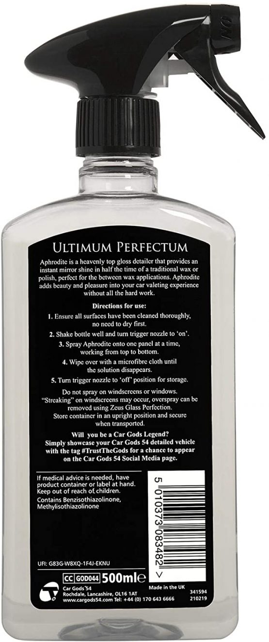 Car Gods Paintwork and Wheel Speed Shine Detailer Quick Top Gloss Spray Wipe Wax 500ml - Instant Mirror Hydrophobic Layer Trigger or Bucket Apply Wet or Dry PH Neutral Acid Free Formula - Image 2