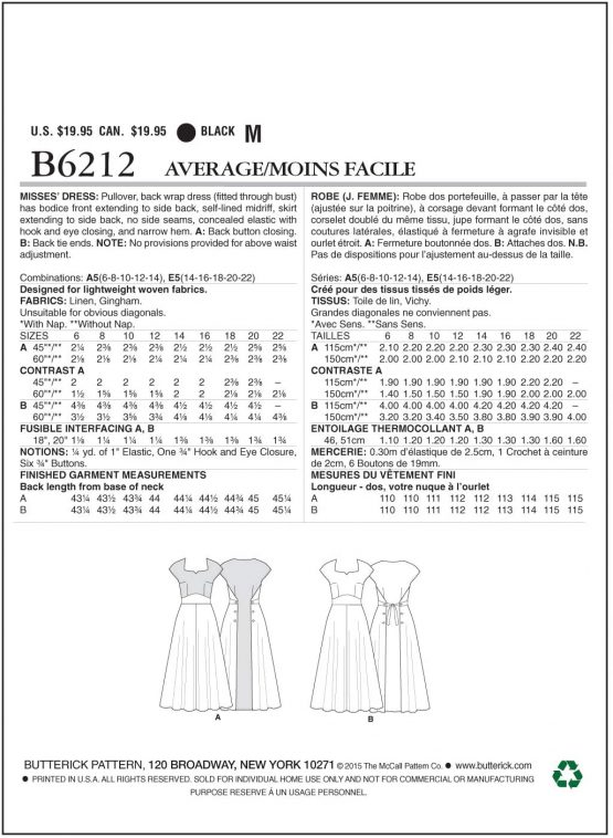 Butterick Patterns 6212 E5,Misses Dress,Sizes 14-16-18-20-22, linen, None - Image 2