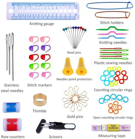 Anpro Crochet Hooks Set 100pcs Knitting Tool Accessories with Pink Case - Image 2