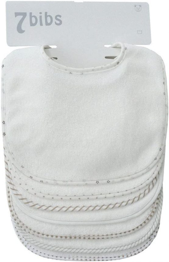Baby Boys Girls Double Layer of Cotton Bandana Drool Soft Absorbent Drooling Bibs (7 Pieces) (White)
