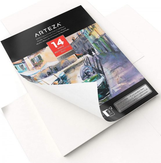 Arteza Watercolour Paper Pad, 14 Sheets, 300gsm Watercolour Paper, 22.9 x 30.5 cm, Double-Sided, 100% Cotton, Cold-Pressed, Art Supplies for Watercolour Techniques and Mixed Media - Image 4