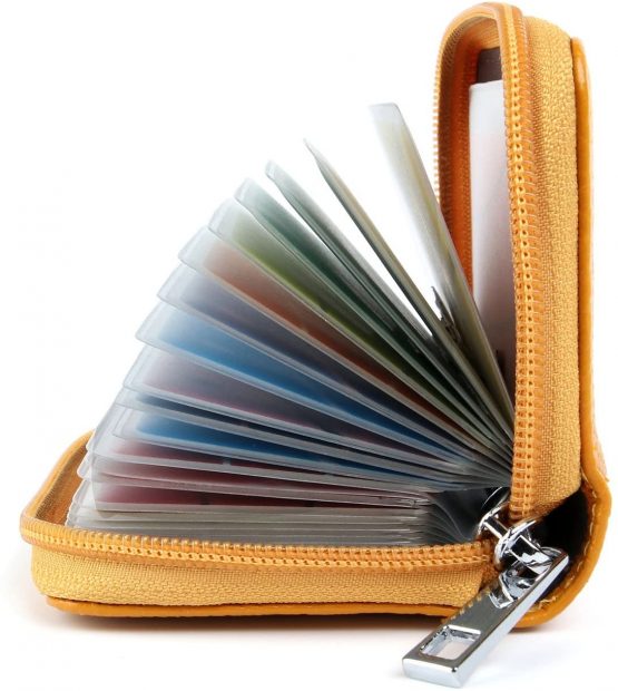 Credit Card Holder Wallets for Women Men Leather 26 Card Slots (Yellow) - Image 2