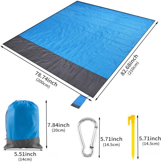 Beach Blanket, Picnic Blanket, Sand Free Beach Mat Waterproof Lightweight 79 x 83Inch Foldable Portable Pocket Blanket Oversize Picnic Blanket Camping Mat for Outdoor Garden Park Grass Travel Hiking - Image 2