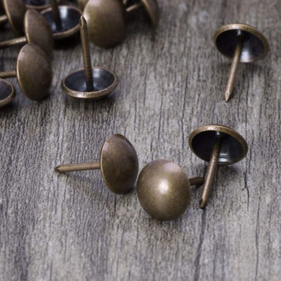 Suithink 125PCS 11x17mm Upholstery Tacks Antique Brass Furniture Nails Pins Round Head Pins - Image 3