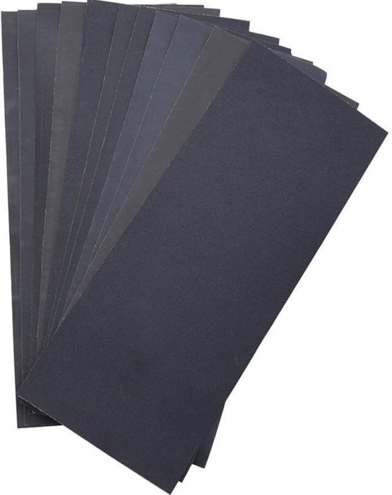 Abrasive Dry Wet Waterproof Sandpaper Sheets Assorted Grit of 400/ 600/ 800/ 1000/ 1200/ 1500 for Furniture, Hobbies and Home Improvement (12 Sheets)