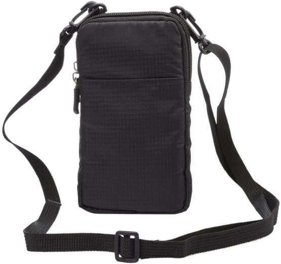 Pouch Waist Bag, Shoulder Messenger Bag, Practical Ladies Men Double Layer Zipper Cross Body Pockets Waist Pack Pocket Bags Belt Pouch Holster Handbag with Locking Carabiner Hook for Work and School