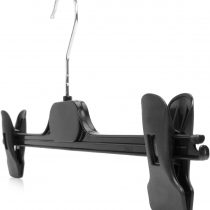 HANGERWORLD 10 Black 35cm Plastic Clothes Coat Garment Trouser Adjustable Clips Hangers.