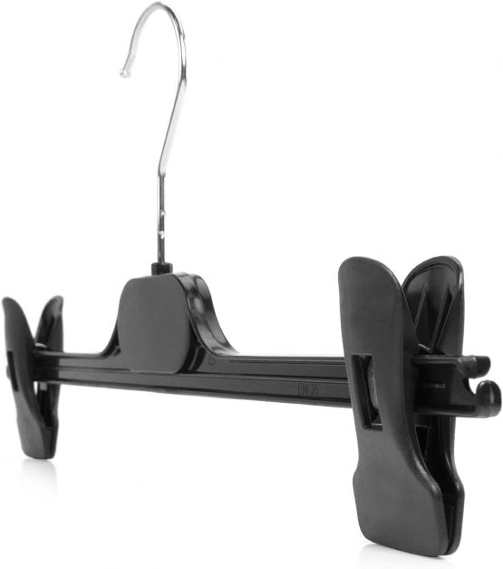HANGERWORLD 10 Black 35cm Plastic Clothes Coat Garment Trouser Adjustable Clips Hangers.