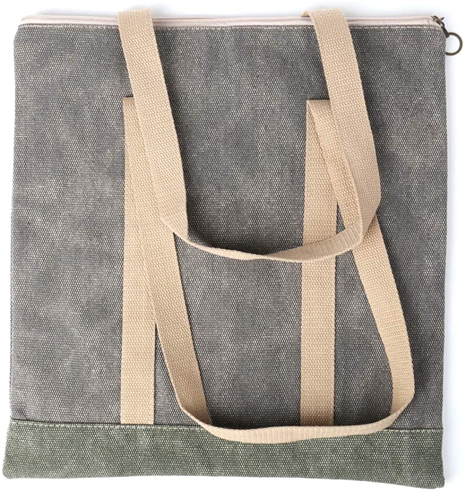 Flwydran Women Handbag Shopping Tote with Zipper Crossbody Unisex Work School Imitation linen Canvas Reusable Grocery Tote Bags - Image 2