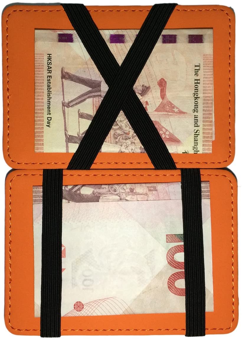 Credit Card Holder 4 Card Slots Flexible Money Clip PU Leather Slim Wallets for Men Women Fitness Wallet ID Card Business Card Money (Orange) - Image 4