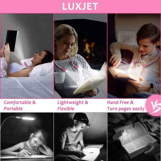 LED Book Lights for Reading in Bed, Hands Free Eyes Care Book Light, Rechargeble USB Book Reading Light with 4 Adjustable Brightness - Image 4