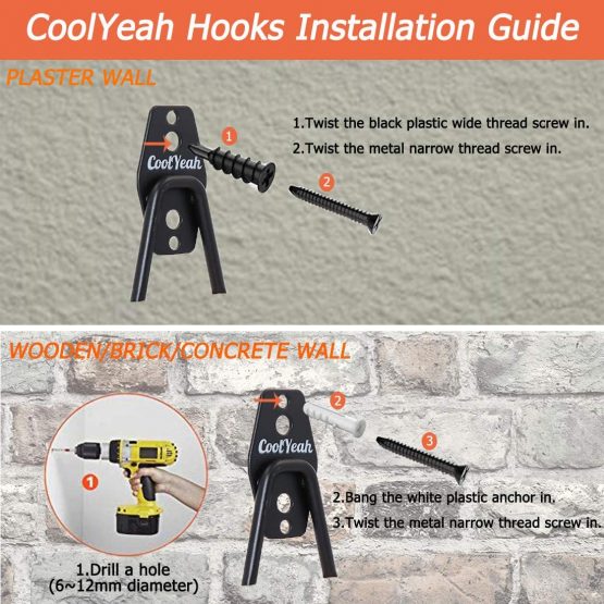 CoolYeah Steel Garage Storage Utility Double Hooks, Heavy Duty for Organizing Power Tools,Small U Hooks (pack of 6, 2 × 2.8 × 4.2 inches) - Image 3