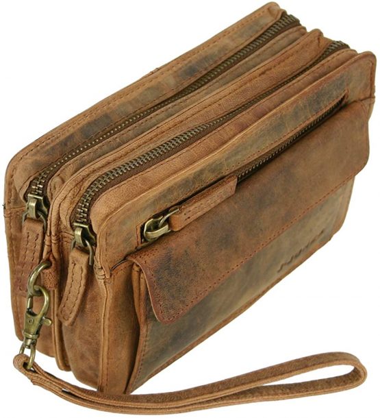 Wallet Mens Leather Business Style Clutch Bag with Wrist Strap Js - Image 3