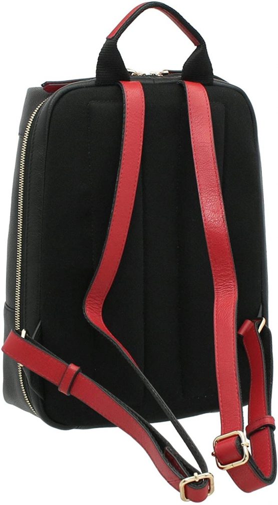 Mala Leather Mason Collection Leather Backpack 7193_27 Black/Red - Image 2