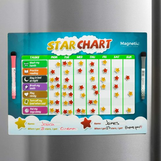 Magnetic Innovations Star Chart for Children, Encourage Learning, Reward Good Behaviour, Large A3 Magnetic Dry Wipe Surface, Perfect to use with Kids, Toddlers, Boys & Girls, - Image 2