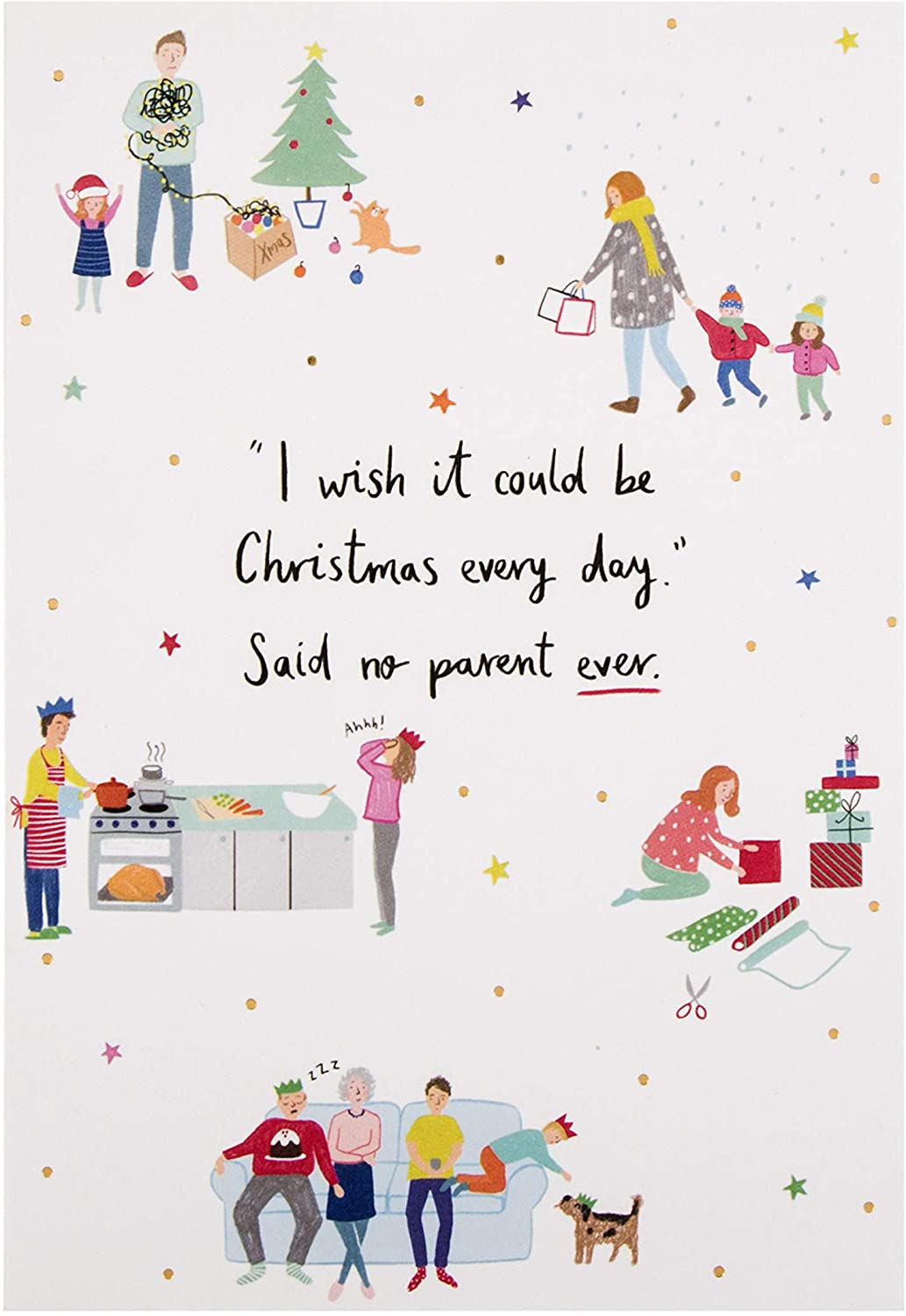 Christmas Card for Any Recipient from Hallmark - Embossed Parenthood Design