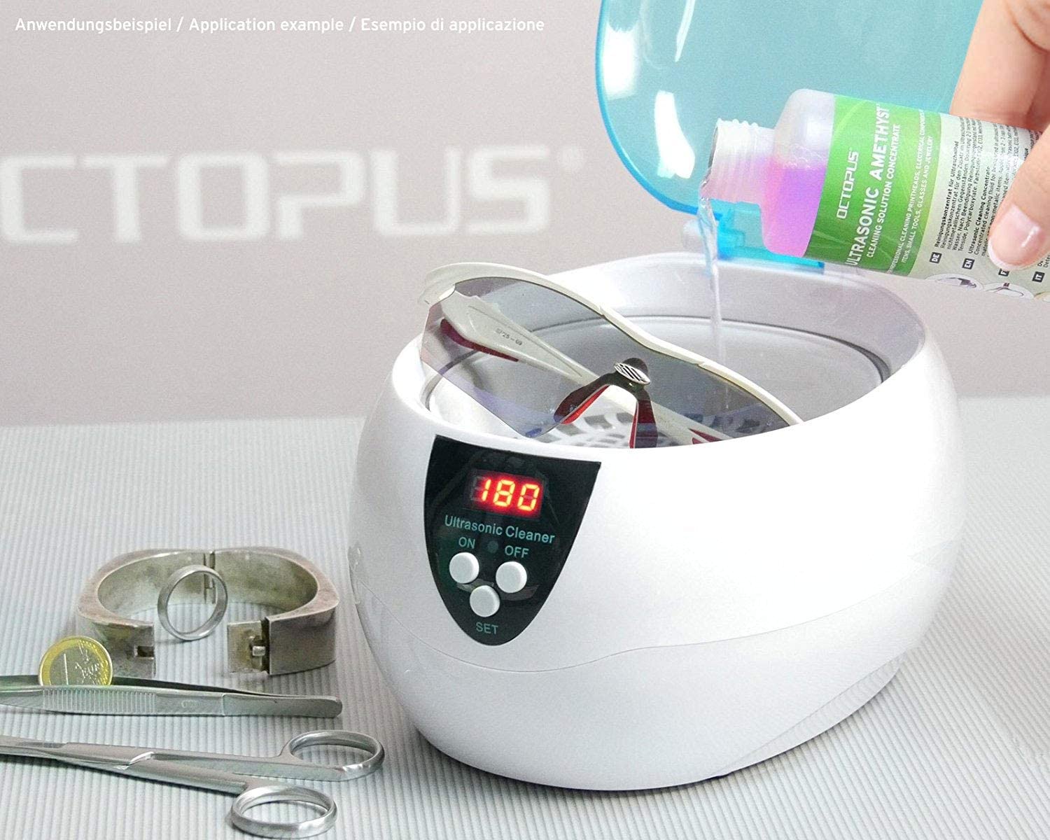 OCTOPUS Special Ultrasonic Cleaner, concentrate for use in ultrasonic cleaner spectacle cleaner, hygienic jewellery cleaner (250ml) - Image 3