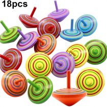 Natuce 18 PCS Colorful Wooden Spinning Top, safe Non-toxic Wood Toy Creative Handmade Smooth Surface Wood Toy Kindergarten Toys Fun Gift For Kids Children, Party Bag Fillers - 4 * 4 * 4 cm