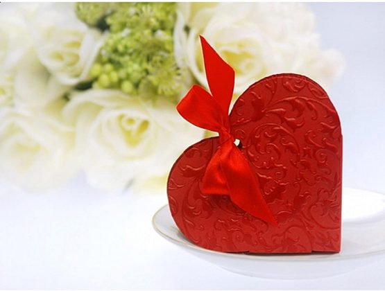Pack of 50 Heart (Red) with Ribbon Wedding Party Decoration Unique - Image 2