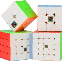 MoYu Cube Set, 2x2 3x3 4x4 5x5 Stickerless Bright Magic Cube Smooth Puzzles Cube Set with Gift Packing