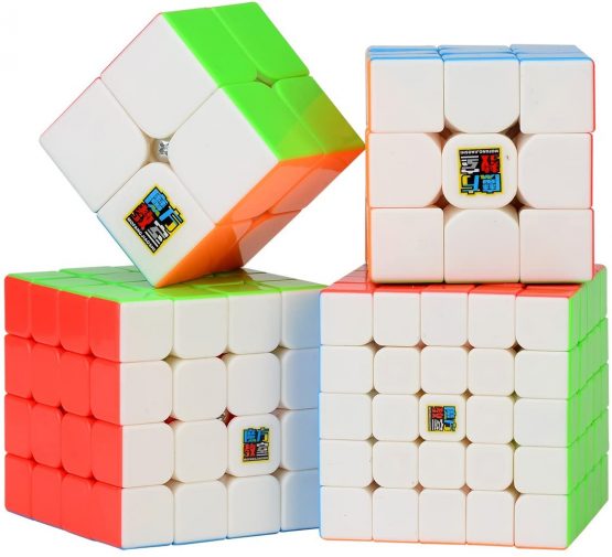 MoYu Cube Set, 2x2 3x3 4x4 5x5 Stickerless Bright Magic Cube Smooth Puzzles Cube Set with Gift Packing