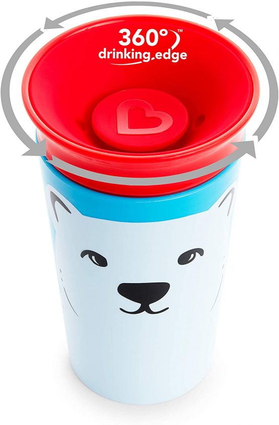 Munchkin Miracle 360 WildLove Sippy Cup, 9 oz / 266 ml, Polar Bear - Image 3