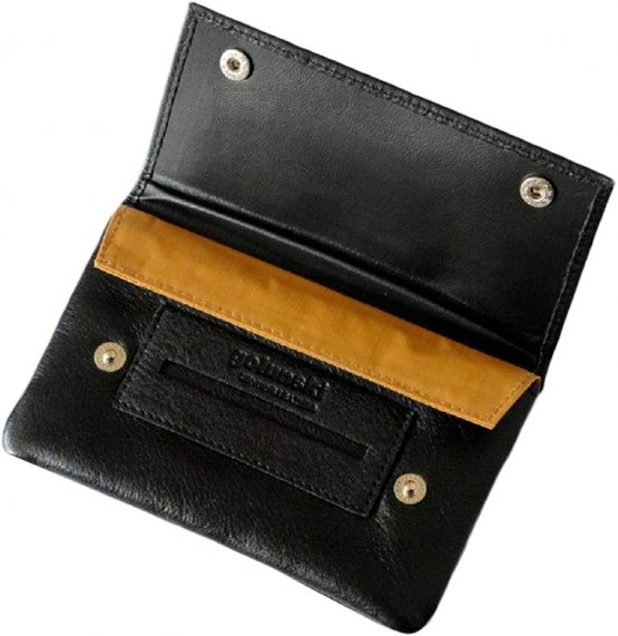 Great QUALITY Contrast Lined Black Leather Rolling Tobacco Pouch by Golunski - Image 2