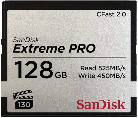 SanDisk Extreme PRO CFast 2.0 Memory Card, 128 GB, black / silver