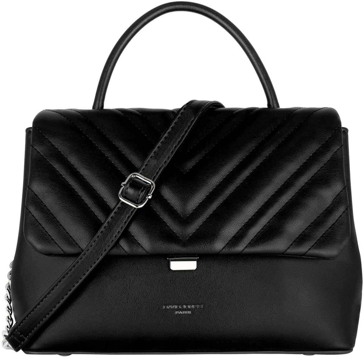 David Jones, Women's Crossbody Bag Quilted Flap, Elegant Satchel PU Leather, Chain Shoulder Messenger Bags