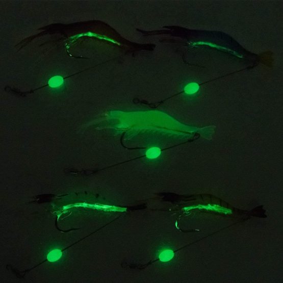 Goture Soft Plastic Lures Artificial Bait Luminous Shrimp Fishing Lure Mixed Color Spinner Crank-Bait Fishing Lure with Hook Fishing Tackle 3.35" 0.013lb - Image 3