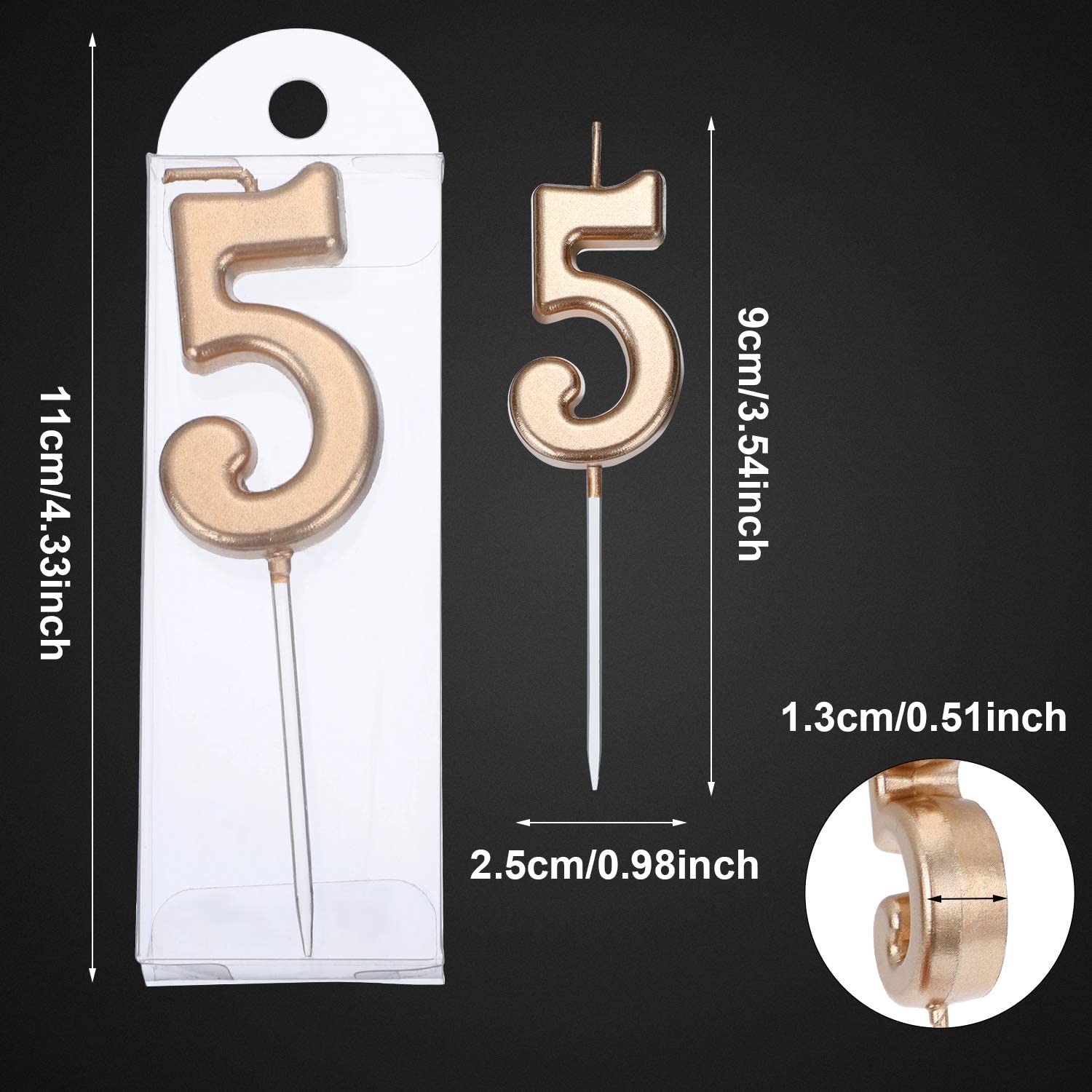Yaomiao 10 Pieces Birthday Numeral Candles Cake Numeral Candles Number 0-9 Glitter Cake Topper Decoration for Birthday Party Favor (Champagne Gold) - Image 2