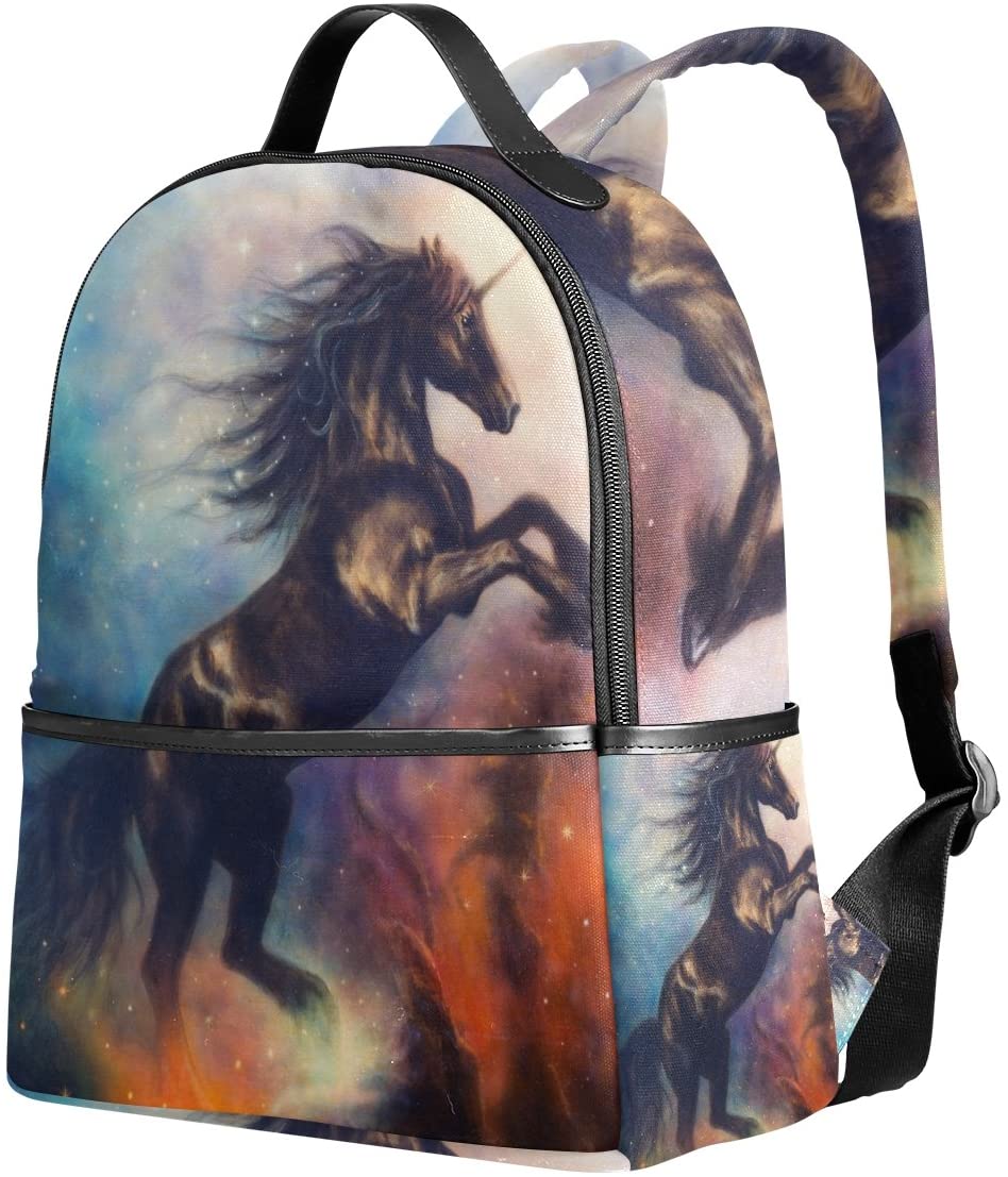COOSUN Painting of Black Unicorn Dancing Space School Backpacks Bookbags for Boys Girls Kids - Image 2