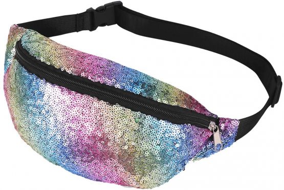 TENDYCOCO Fanny Packs Mermaid Colorful Sequins Waist Bag Multi-Functional Sling Bag for Women