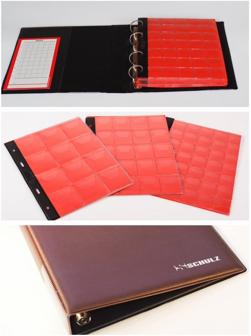 SCHULZ Coin Album 221 Book Forder Holder Binder Collection/Mix Pages £1, £2, 50p Olympic BURGUNDY, Red